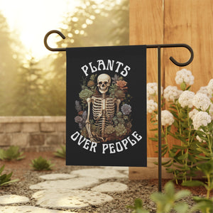 Plants Over People Garden Flag Plant Lover Garden Banner Plant Mom Garden Flag Succulent Home Decor Skeleton Flag Funny Outdoor Decor