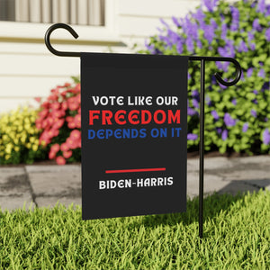 Vote Like Our Freedom Depends on It Biden Harris Garden Flag Anti Trump Garden Banner Vote Blue Political Liberal Flag Biden Harris 2024