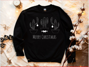 Cactus Printed Merry Christmas Sweatshirt