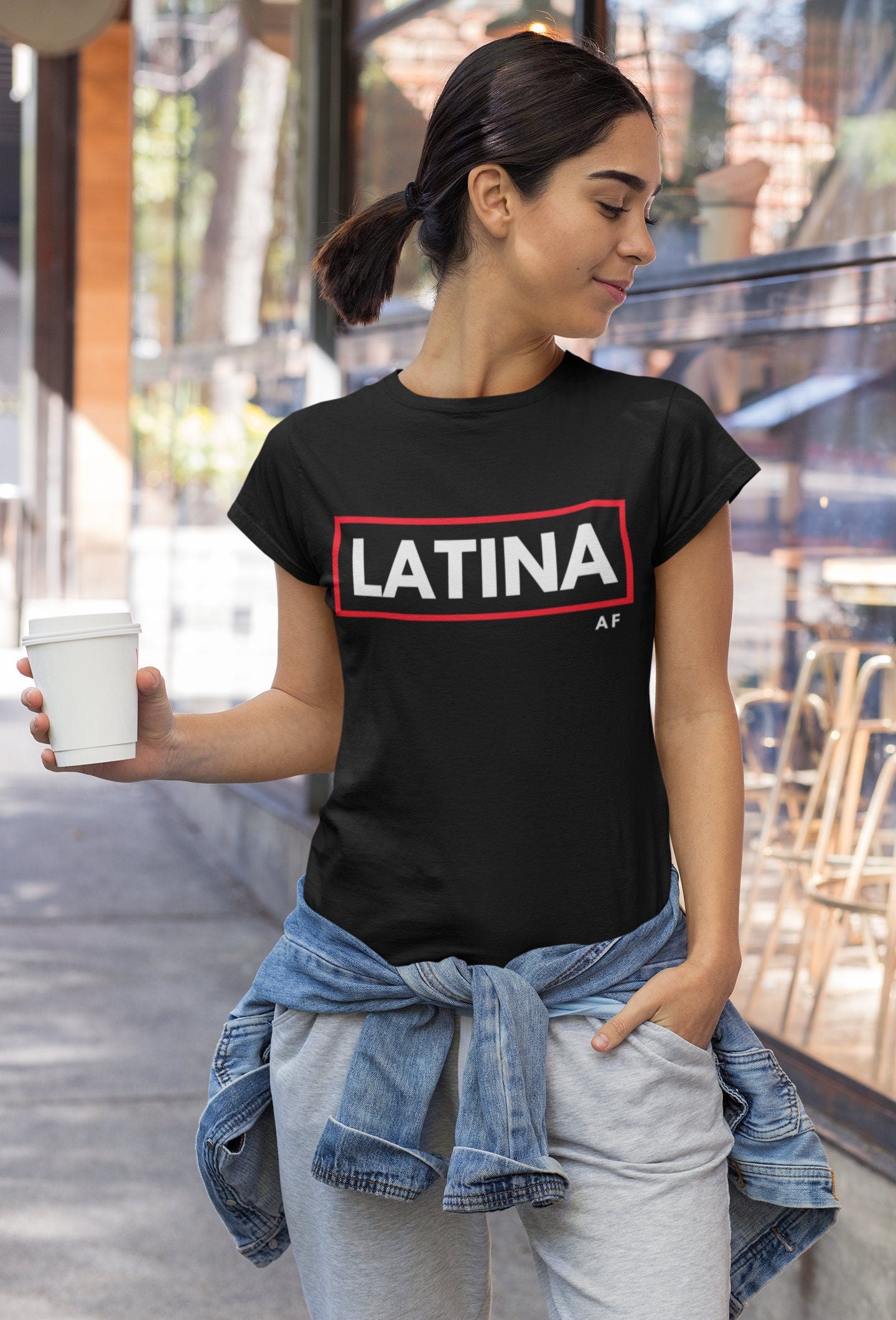 Latina AF Shirt for Women Graphic Tee, Mexican Latina Boricua Chicana Shirt Gift for Her, Spanish Monogram tshirt Women Streetwear Clothing