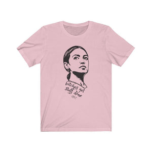 AOC Shirt Alexandria Ocasio-Cortez Shirt Bitches Get Stuff Done Badass Feminist Political Icon Latina Unisex Graphic AOC 2024 Plus Size