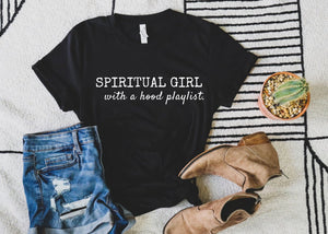 Spiritual Girl with a Hood Playlist Shirt Funny Yoga Shirt Funny Spiritual Shirts for Women Zen Meditation Gift for Her plus