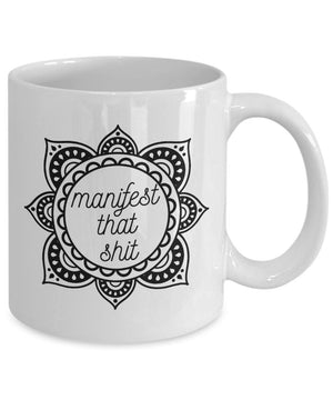 Manifest that shit spiritual mug witchy mug sun and moon mug celestial mystical manifesting abundance coffee cup mug mandala
