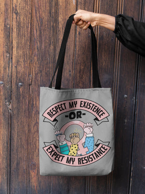 Feminist Tote Bag Respect My Existence or Expect My Resistance Activist Bag Women's Rights Feminist Gift for Her