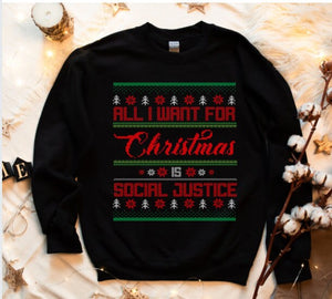 Social justice shirt Feminist christmas sweater activist shirt equality shirt ugly sweater trendy Crew Neck Sweatshirt christmas Shirt