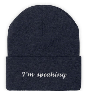 I'm Speaking Kamala Harris Beanie Madam Vice President Hat Embroidered Feminist Beanie Biden Harris Unisex Knit Beanie Embroidery Winter Hat