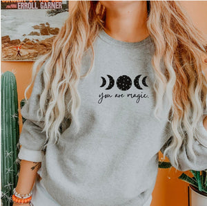 Mystical Boho Sweatshirt Indie Moon Phases Sweatshirt Celestial Moon Shirt You are Magic Shirt Witchy Aesthetic Clothing New Age Boho Jumper