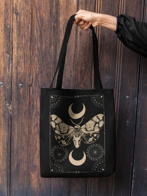 Mystical Tote Bag Witchy Aesthetic Moth Tote Mystical Moon Tote Bag Spiritual Boho Tote Tarot Indie fashion tote celestial moon & stars Bag