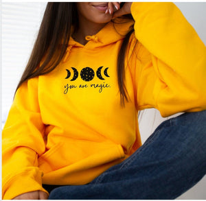 Mystical Hoodie Moon Phases Hoodie Celestial Moon Shirt You are Magic Shirt Witchy Fashion Aesthetic Clothing Boho Indie Sweater Moon Phases