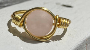 Rose Quartz Ring Gemstone Ring Wire Wrapped Crystal Ring Handmade Wire Rings Boho Indie Ring Self love gift Amethyst Lapis Luzuli Tigers Eye
