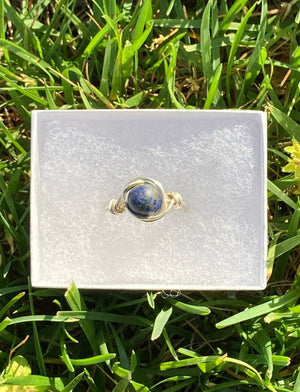 Lapis Lazuli Ring Gemstone Ring Wire Wrapped Crystal Ring Handmade Wire Rings Boho Indie Ring Self love gift Amethyst Rose quartz Tigers Eye
