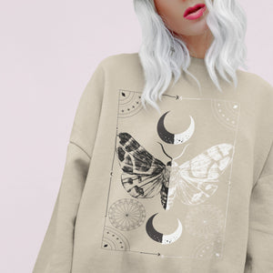 Mystical Butterfly Shirt Witchy Aesthetic Moth Shirt Mystical Moon Sweater Spiritual Tarot Shirt witchy shirt celestial moon and stars