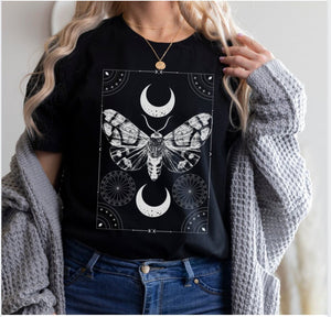 Mystical Butterfly Shirt Witchy Aesthetic Moth Shirt Mystical Moon Shirt Spiritual Tarot Shirt witchy shirt celestial moon and stars tshirt