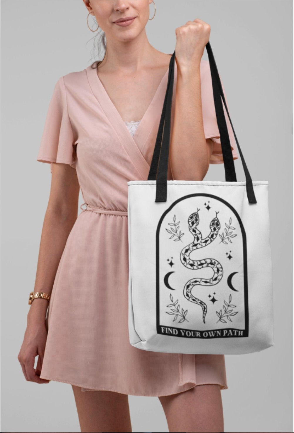 Mystical Tree Of Life canvas tote bag gothic Women Spiritual Witchcraft  shopping bags