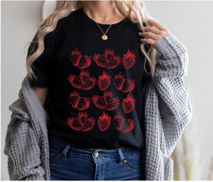 Strawberry Shirt Botanical Shirt Aesthetic Clothes Cottagecore Shirts Cottagecore Clothes Strawberry Print Trendy Clothes Aesthetic Clothing