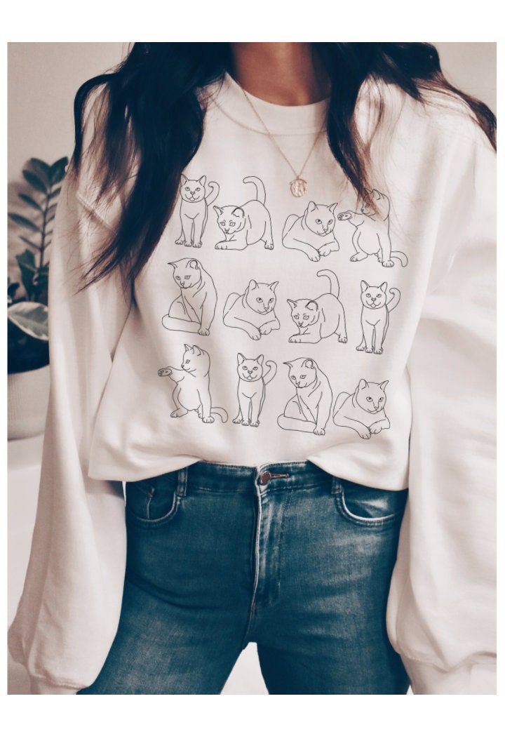 Cat Sweater Cat Sweatshirt Cat Shirt Lucky Cat Mom Cottagecore Shirts Cat Lover Gift 90s aesthetic shirt Trendy Sweatshirt Aesthetic Sweater