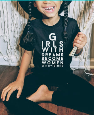 Girls With Vision Girl Power Kids Shirt Feminist Kids Tshirt Women Empowerment Shirt Kids T-Shirt Toddler Tee Shirt GRL PWR
