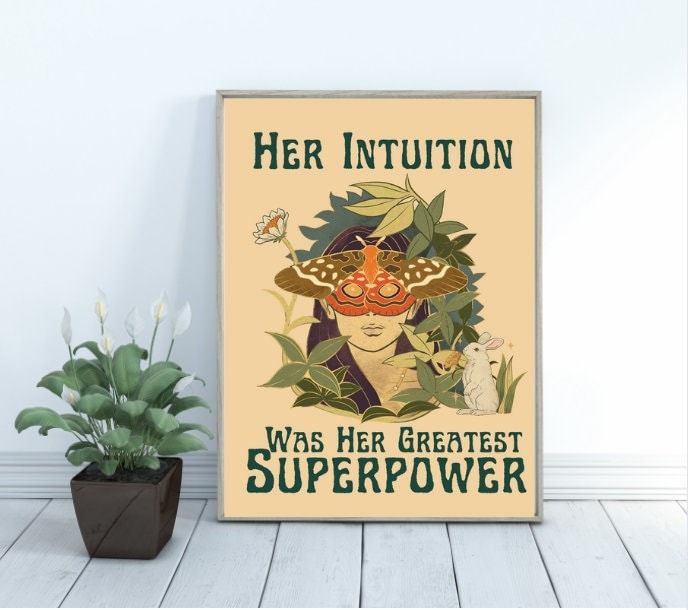 Her Intuition Was Her Greatest Superpower Feminist Wall Art Digital Print Feminist Poster Witchy Poster Cottagecore Downloadable Print File