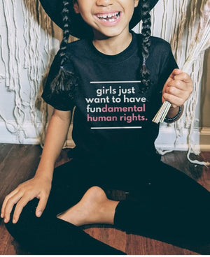 KIDS Girls Just Want to Have Fundamental Human Rights Kids Shirt Mini Feminist Youth Shirt GRL PWER shirt Womens Rights Shirt Roe v Wade