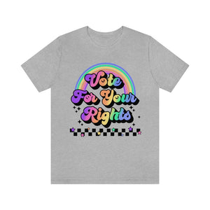 Vote For Your Rights Vote Shirt Retro Rainbow Shirt Political Shirt Election Shirt Reproductive Rights Feminist Shirt Democrat Shirt Pro Roe