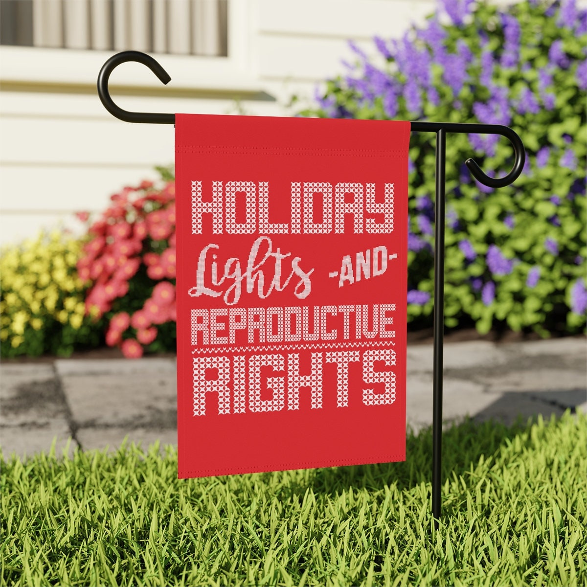 Holiday Lights and Reproductive Rights Feminist Flag Christmas Garden Flag Christmas Flag Feminist Gift Garden Banner Feminist Home Decor